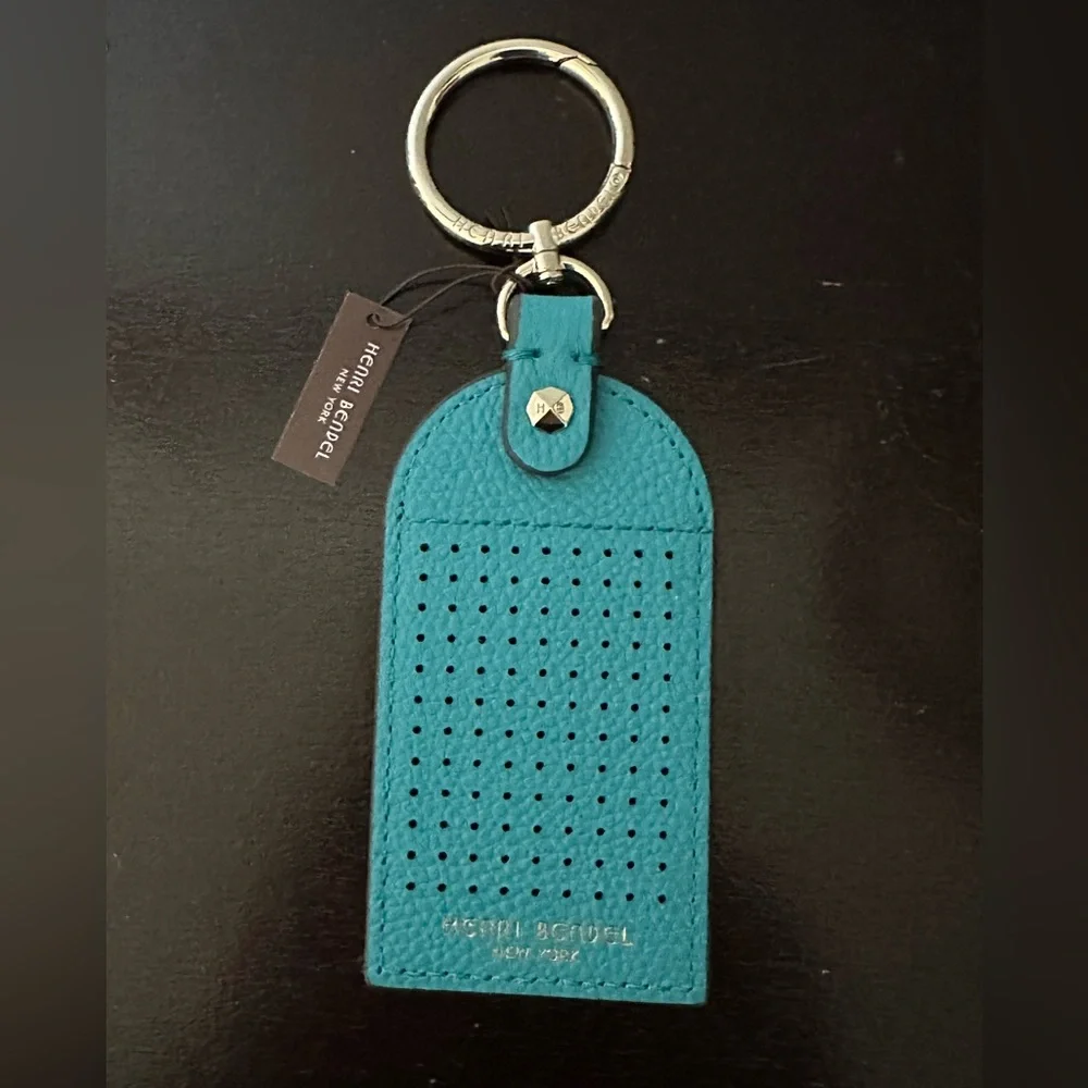 Henri Bendel Blue Influencer Bag Tag Pin Charm Holder NWT